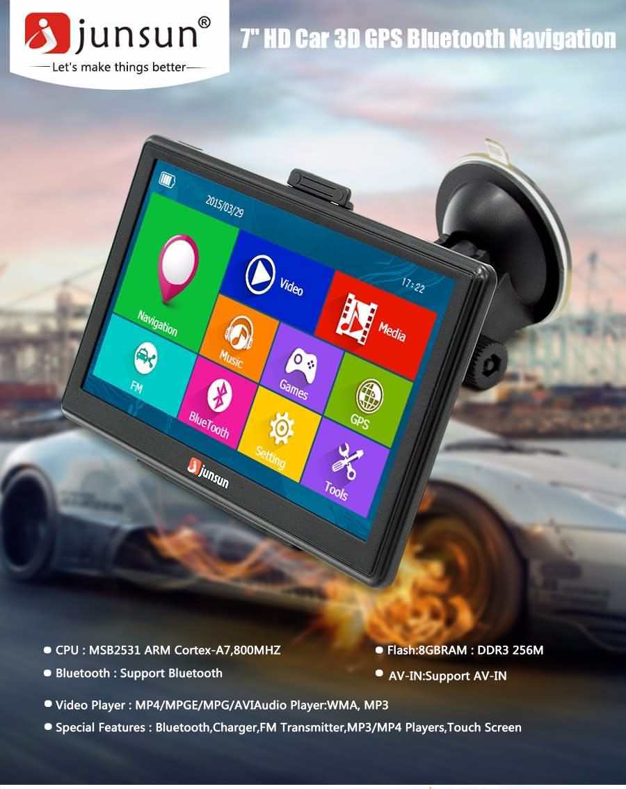 Junsun 7 inch Capacitative Touchscreen Car Truck GPS System