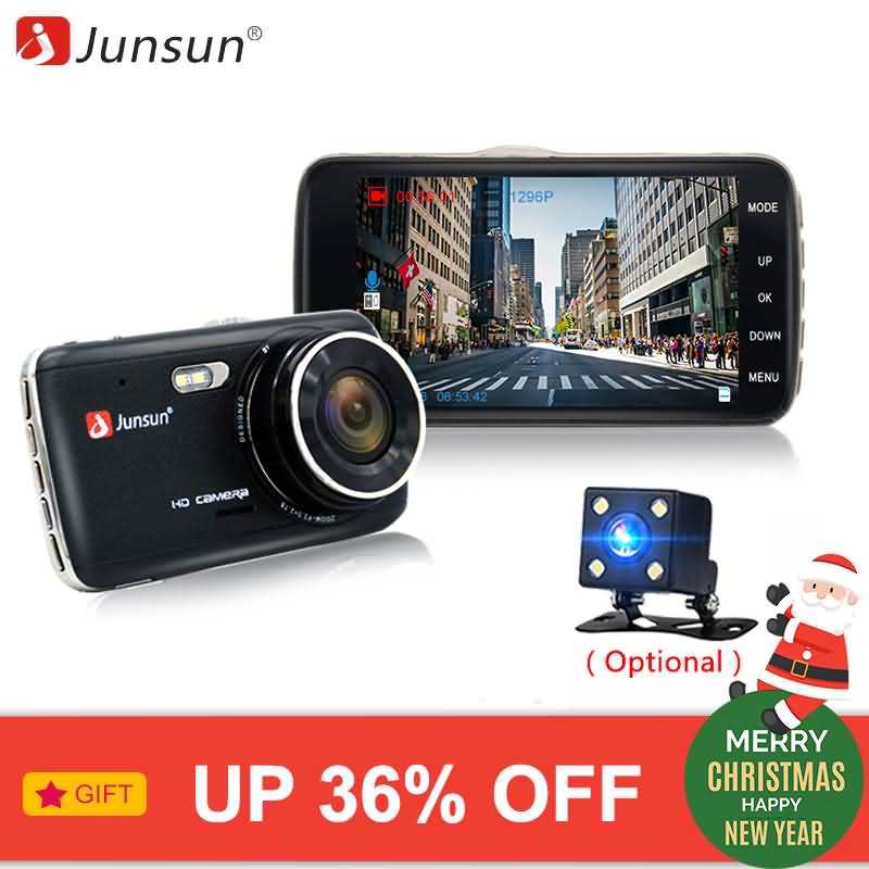 Buy Junsun 4.0 IPS Car DVR Camera Dual Lens Dash Cam FHD 1296P with Rear  view Online