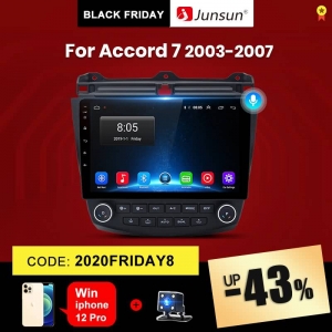 Junsun V1 Honda Accord 7 2003-2007 Navigation GPS Auto 2 din 2G 32G Android 10.0 Car Radio Multimedia Player